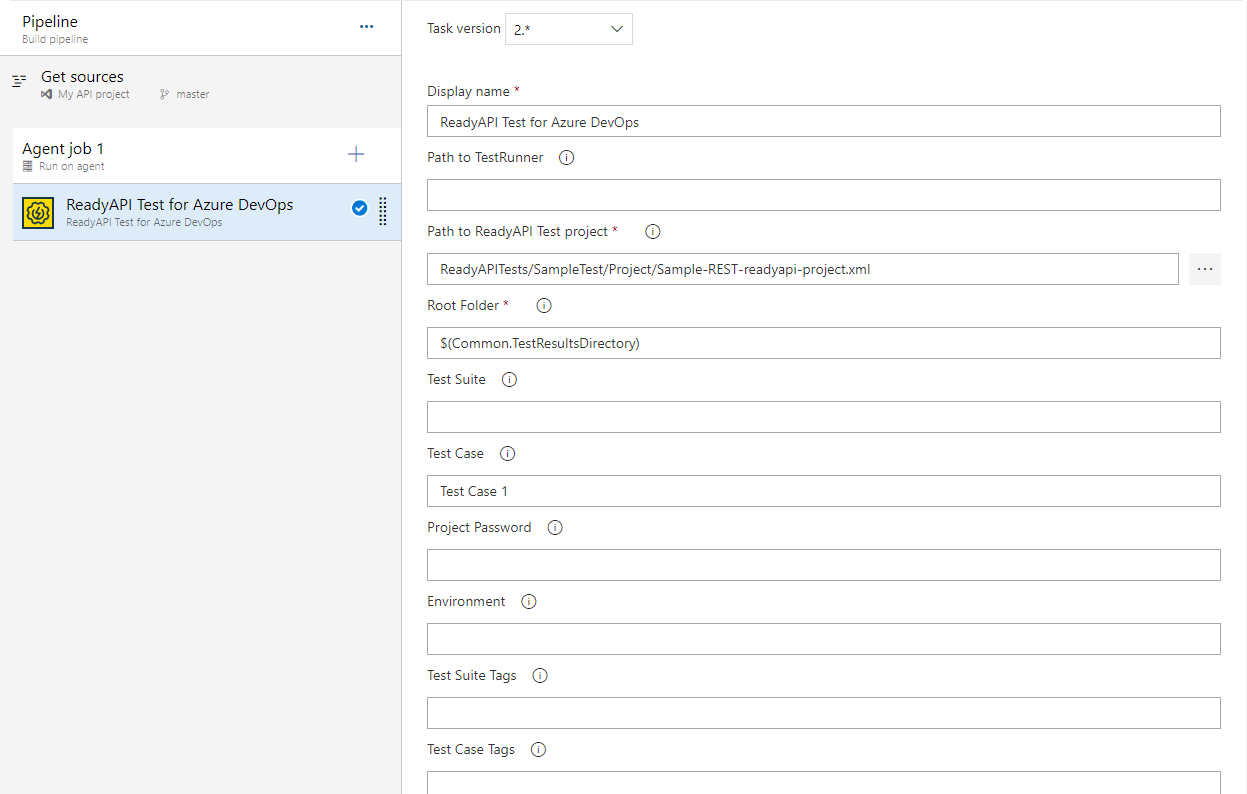 Configure a SoapUI Pro for Azure DevOps task